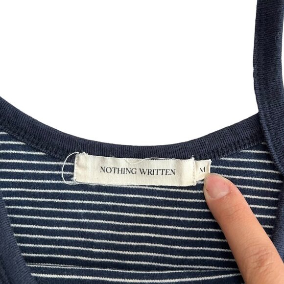 Nothing Written Womens Stripe Cotton Cami Tank Top Navy Size Medium Minimalist - Picture 3 of 6